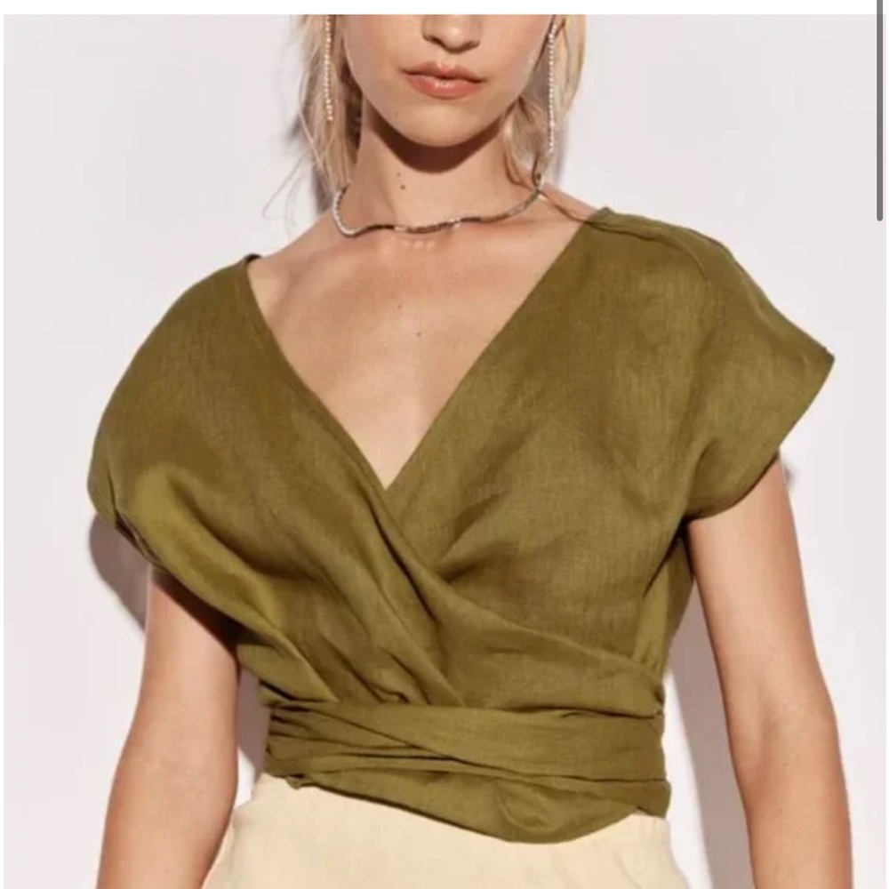 NWT VEG GRL Sea Glass Linen Wrap Top & Skirt - Picture 2 of 6